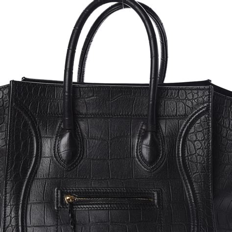 celine phantom croc black|CELINE Crocodile Embossed Calfskin Medium Phantom .